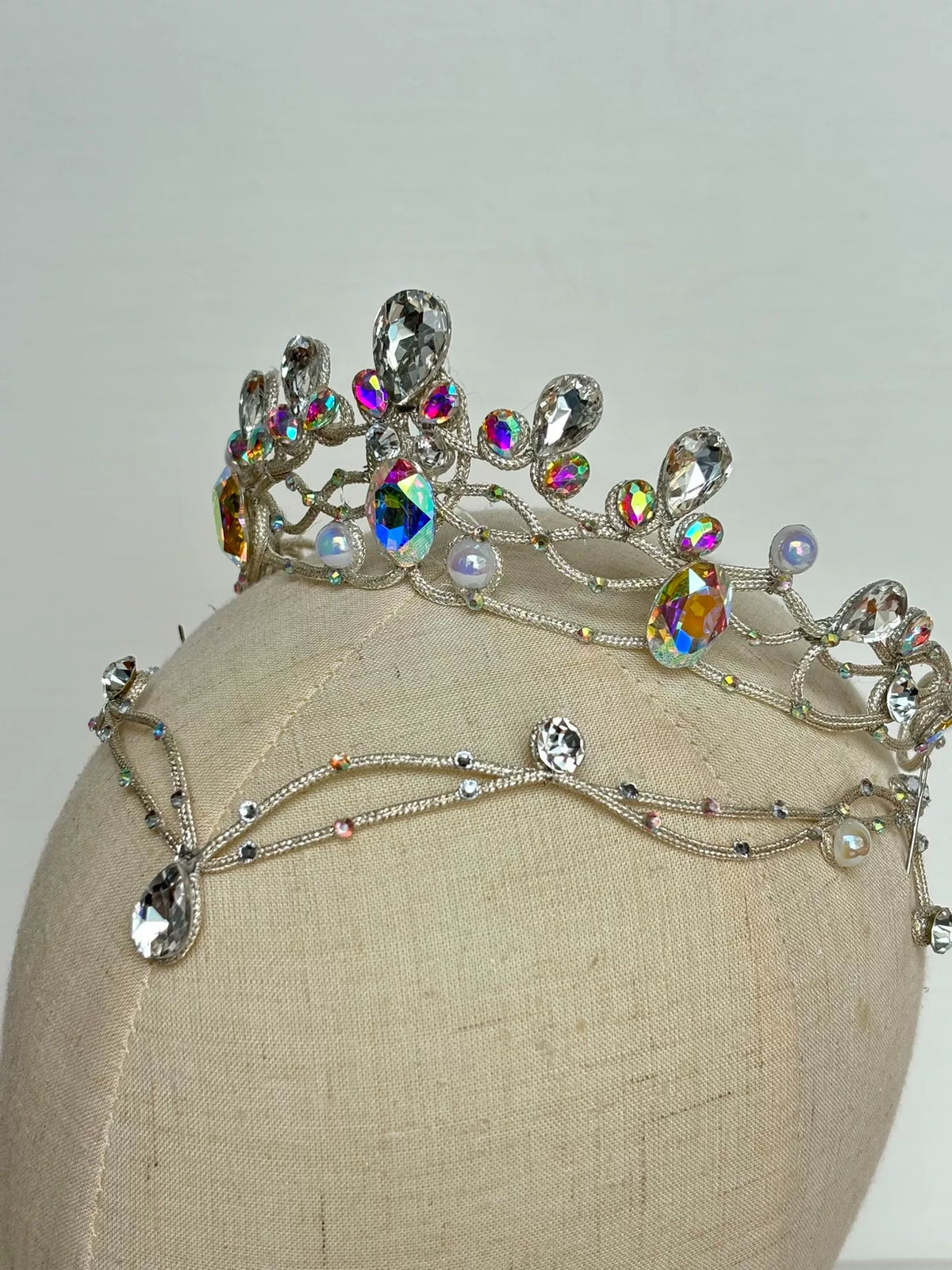 Silver Crystal Ballet Tiara With Brow Chain