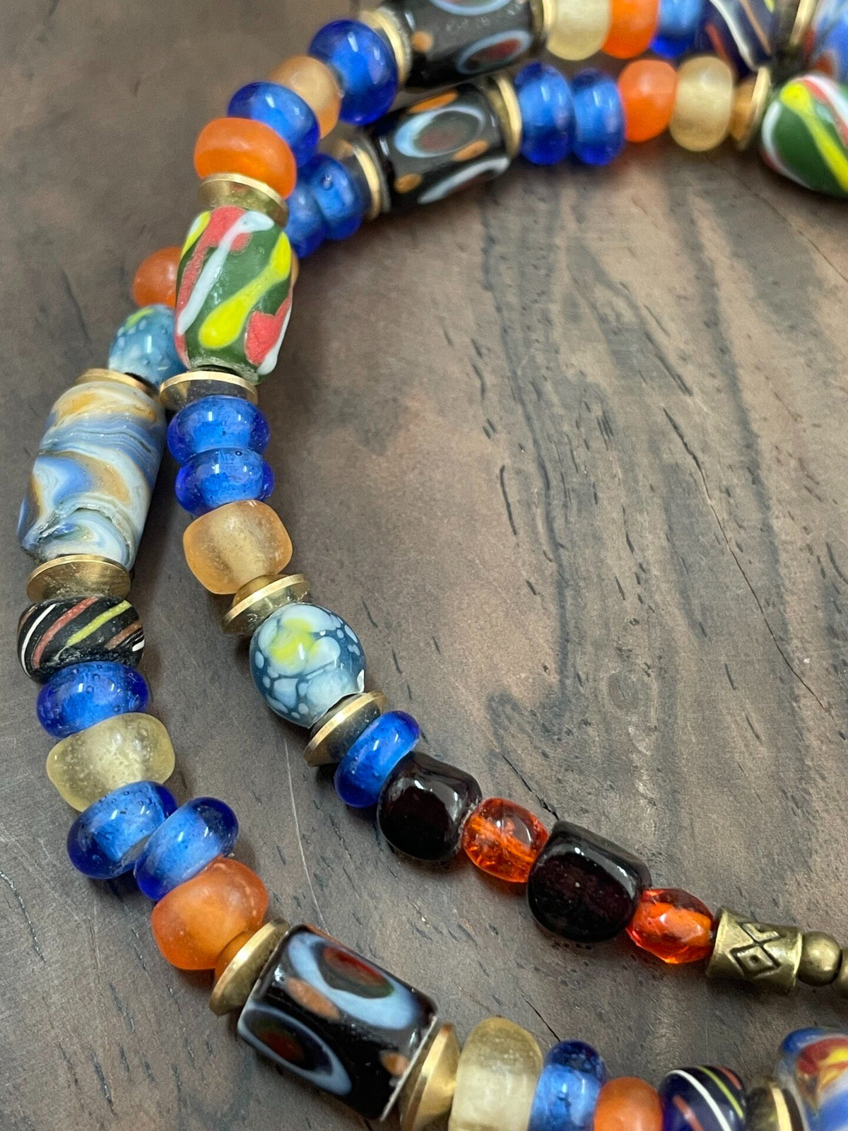 Phoenician Lion Glass Bead Necklace