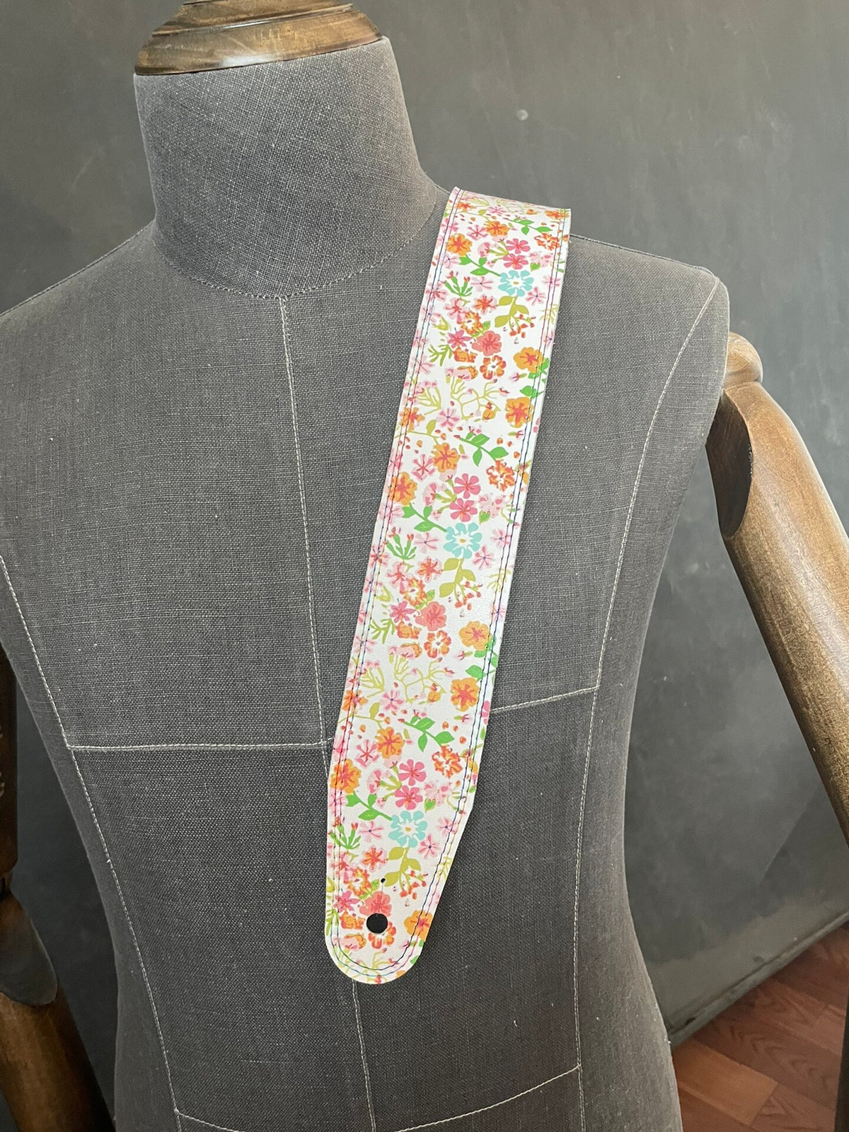 Handmade Cowhide Guitar Strap Floral Print