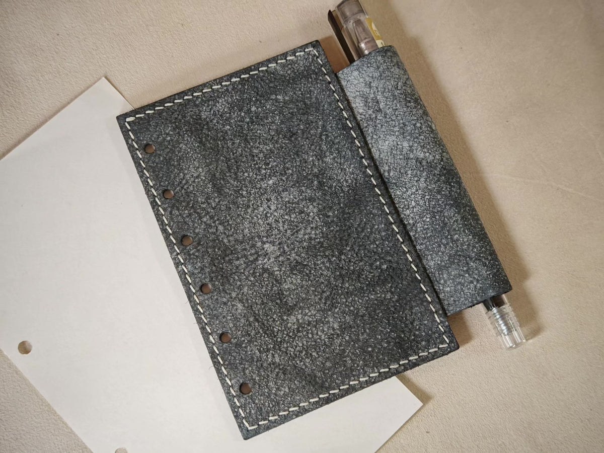 Black Leather Notebook Cover with Pen Loop