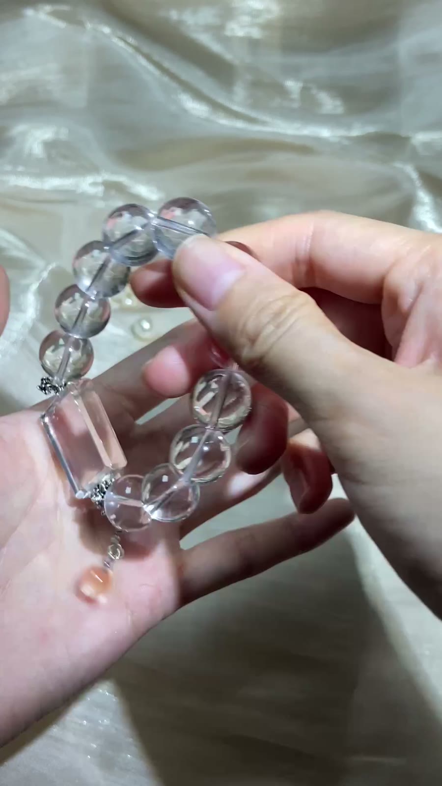 Clear Crystal Bead Bracelet 14.5mm Pendant