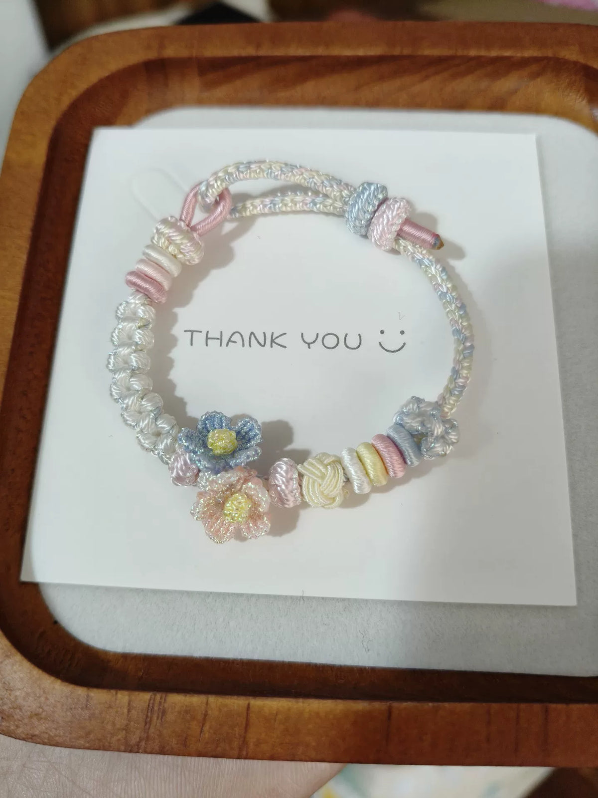 Pulsera de Cordón Trenzado a Mano Degradado Rosa y Azul