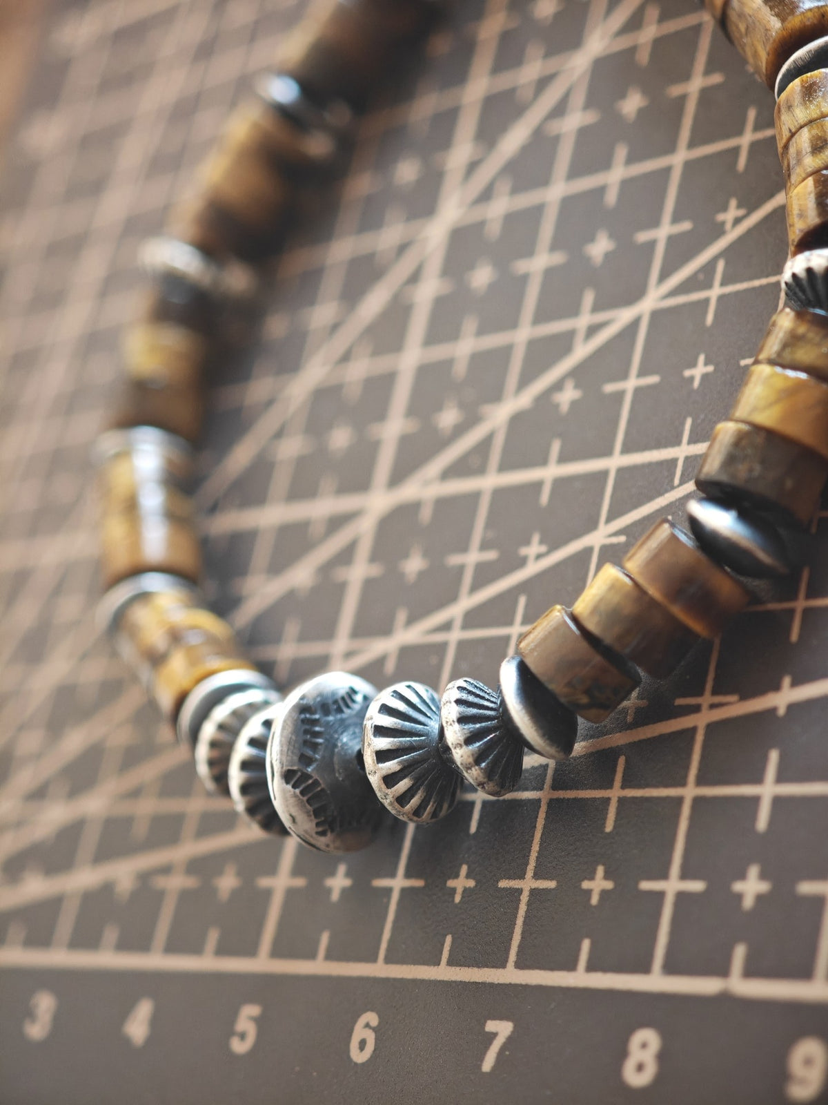 Sterling Silver Tiger Eye Beaded Bracelet