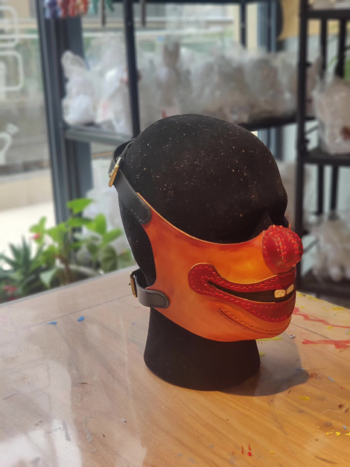 Handcrafted Leather Clown Mask