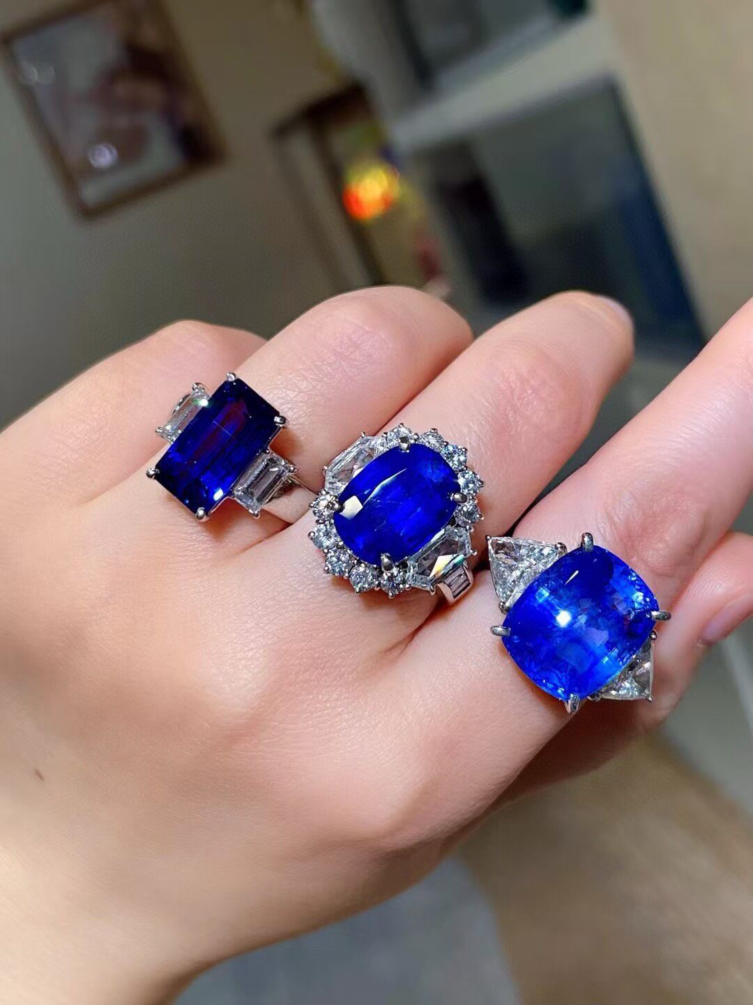 Royal Blue Gemstone & White Pearl Jewelry Collection