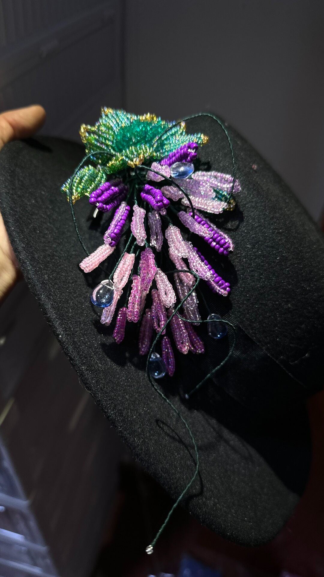Beaded Wisteria Floral Hairpin Brooch Accessory