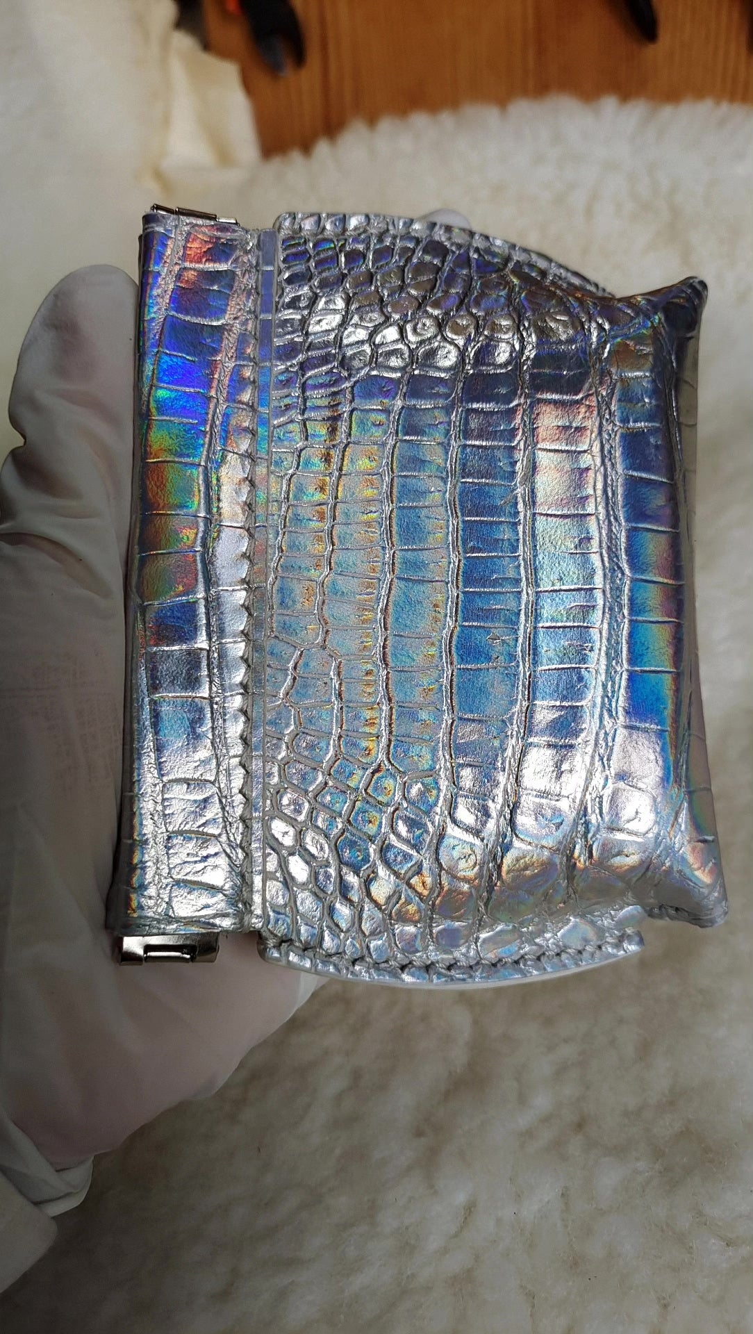 Custodia wenwan in pelle di pesce iridescente