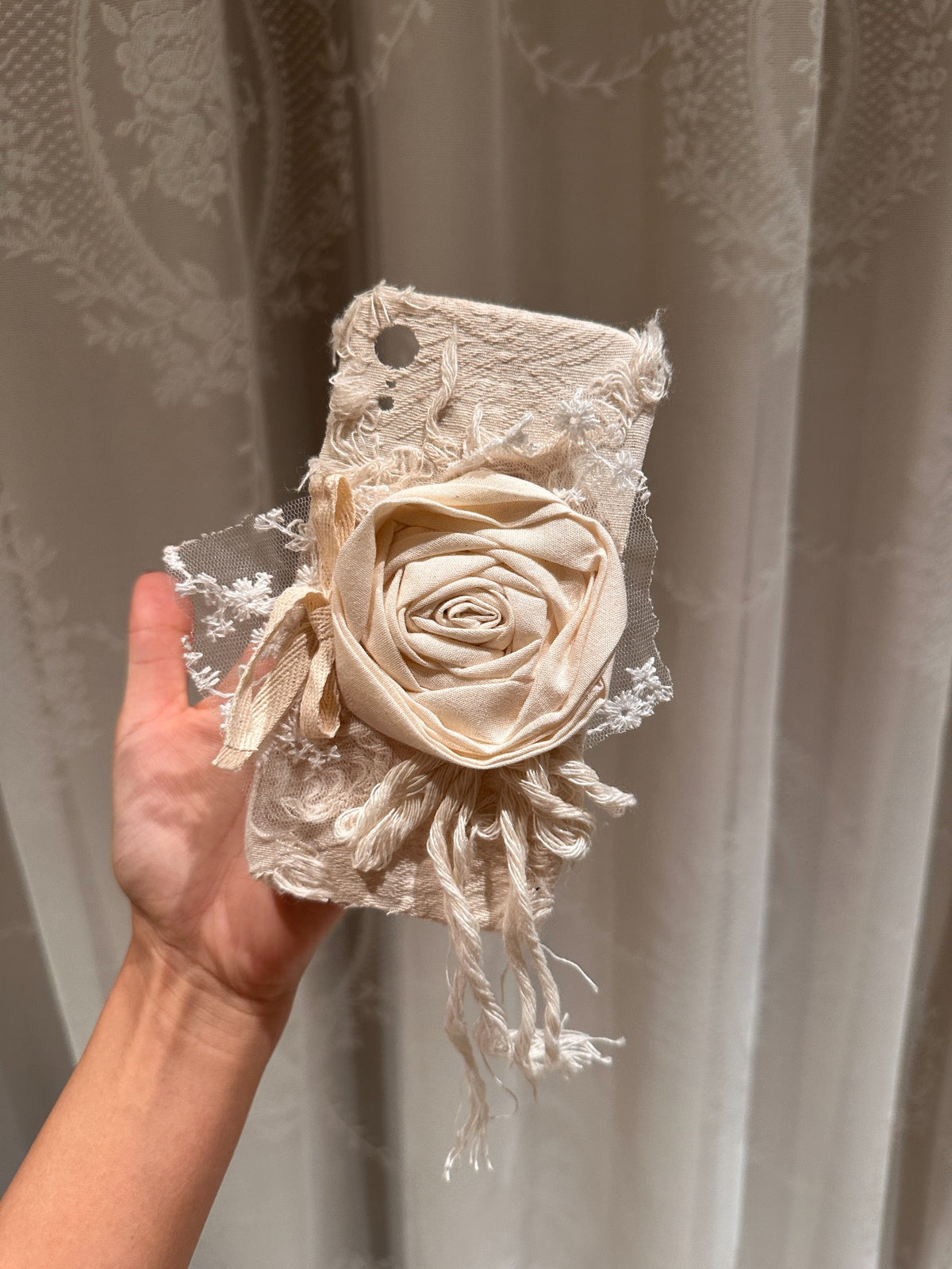 Fabric Rose Phone Case with Tassels