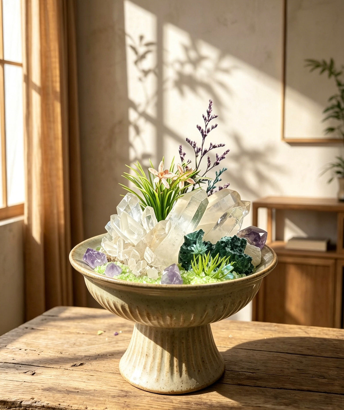 Crystal Terrarium Arrangement Ceramic Bowl