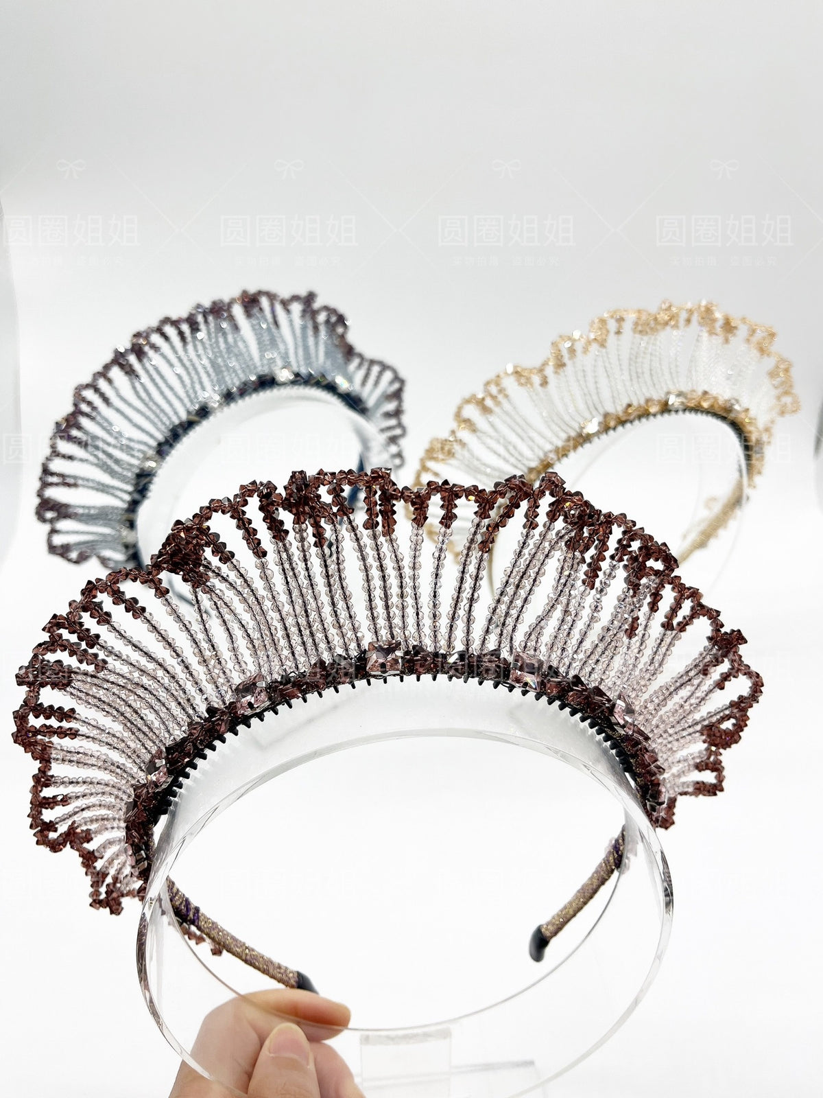 Crystal Crown Headband Three Color Set