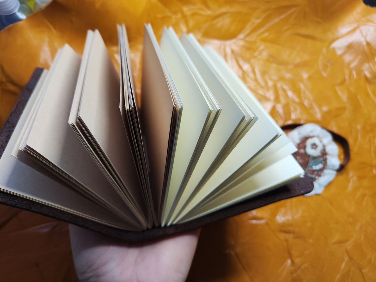 Cowhide Leather Journal with Floral Fabric Cover