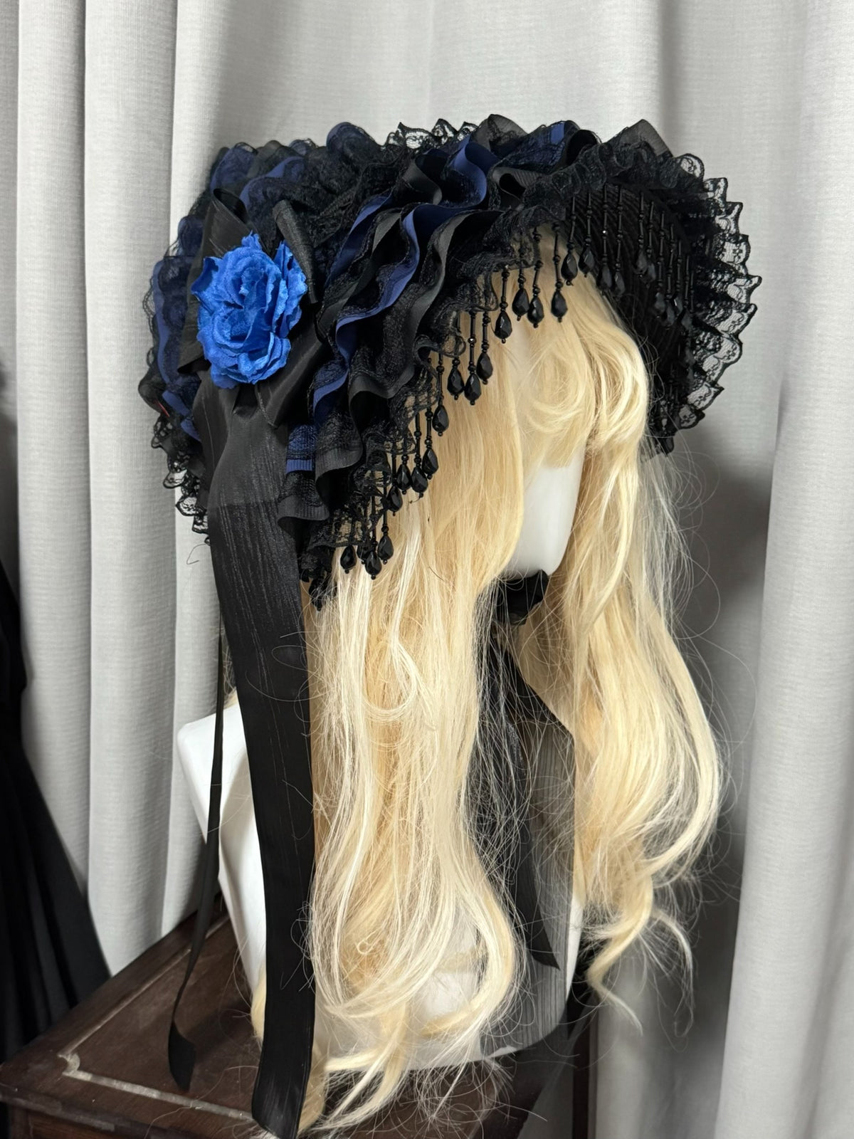 Handmade Lolita Pearl Fringe Gothic Hat
