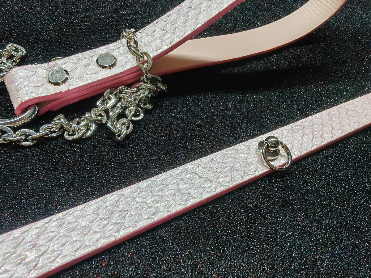 Iridescent Pink Scale Textured Pet Collar