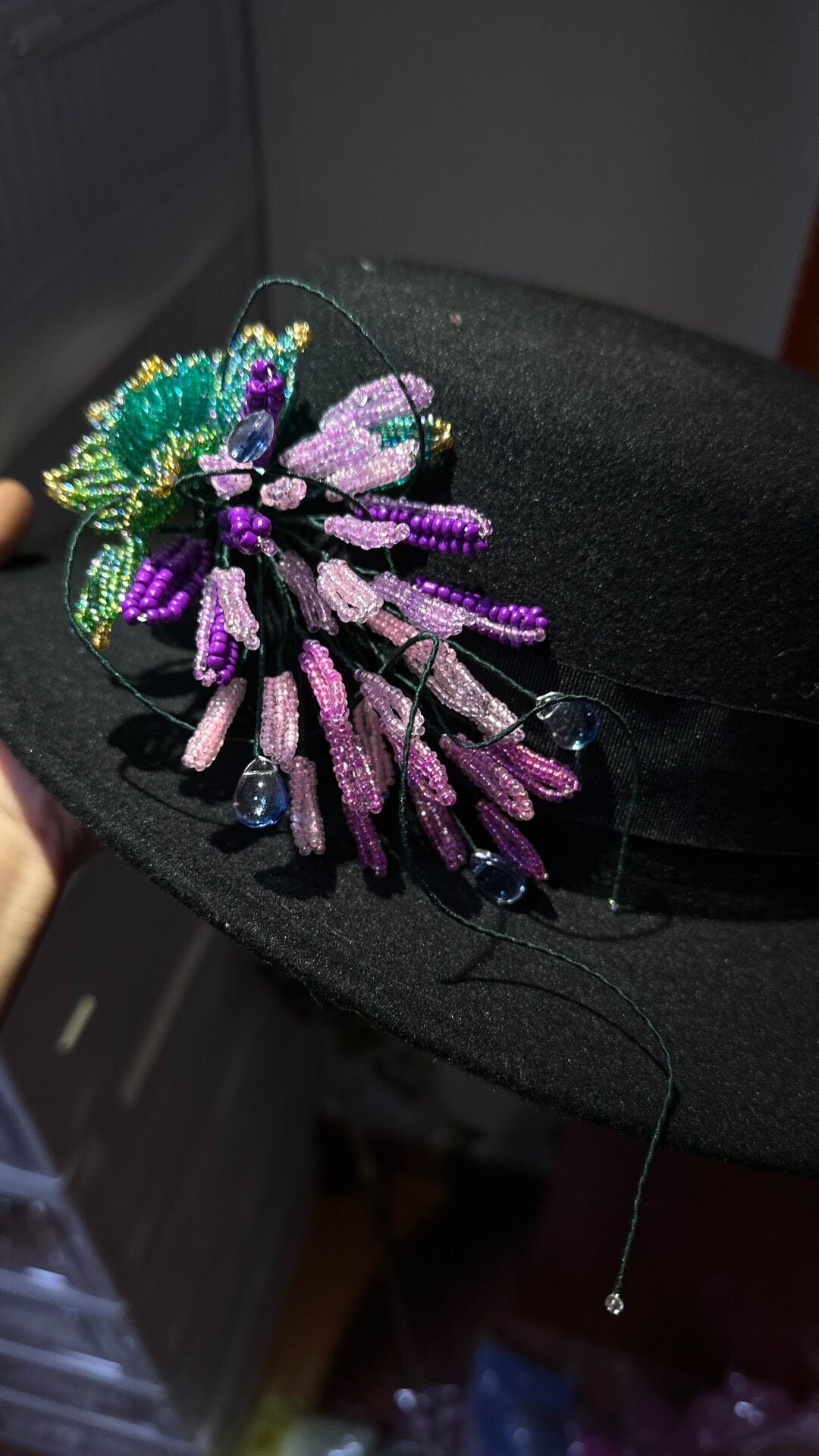 Beaded Wisteria Floral Hairpin Brooch Accessory