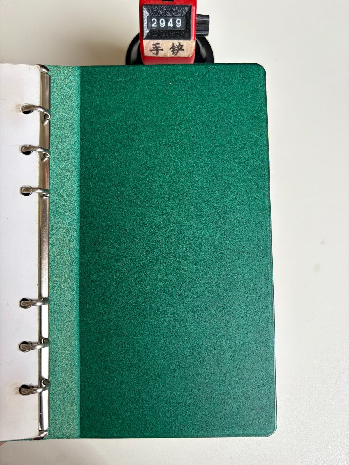 Handcrafted A6 Leather Binder Cover Green