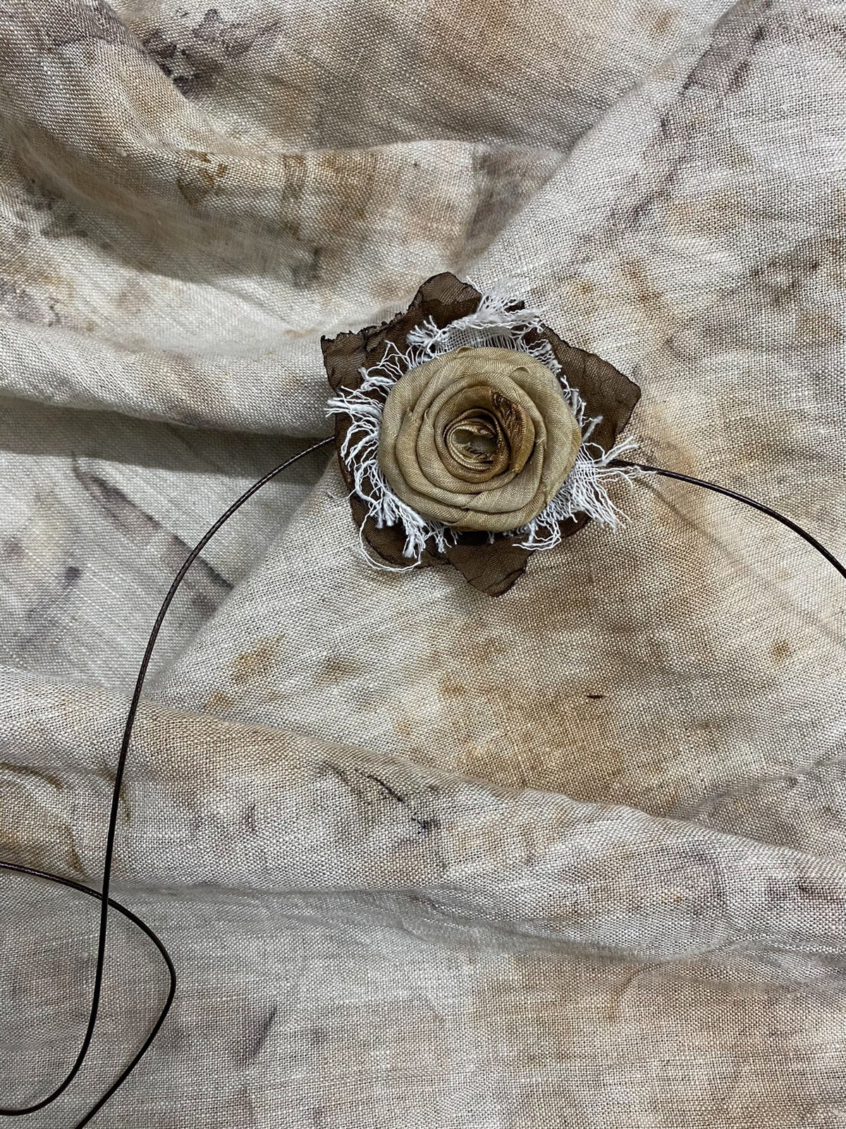 Handmade Fabric Rose Choker Necklace