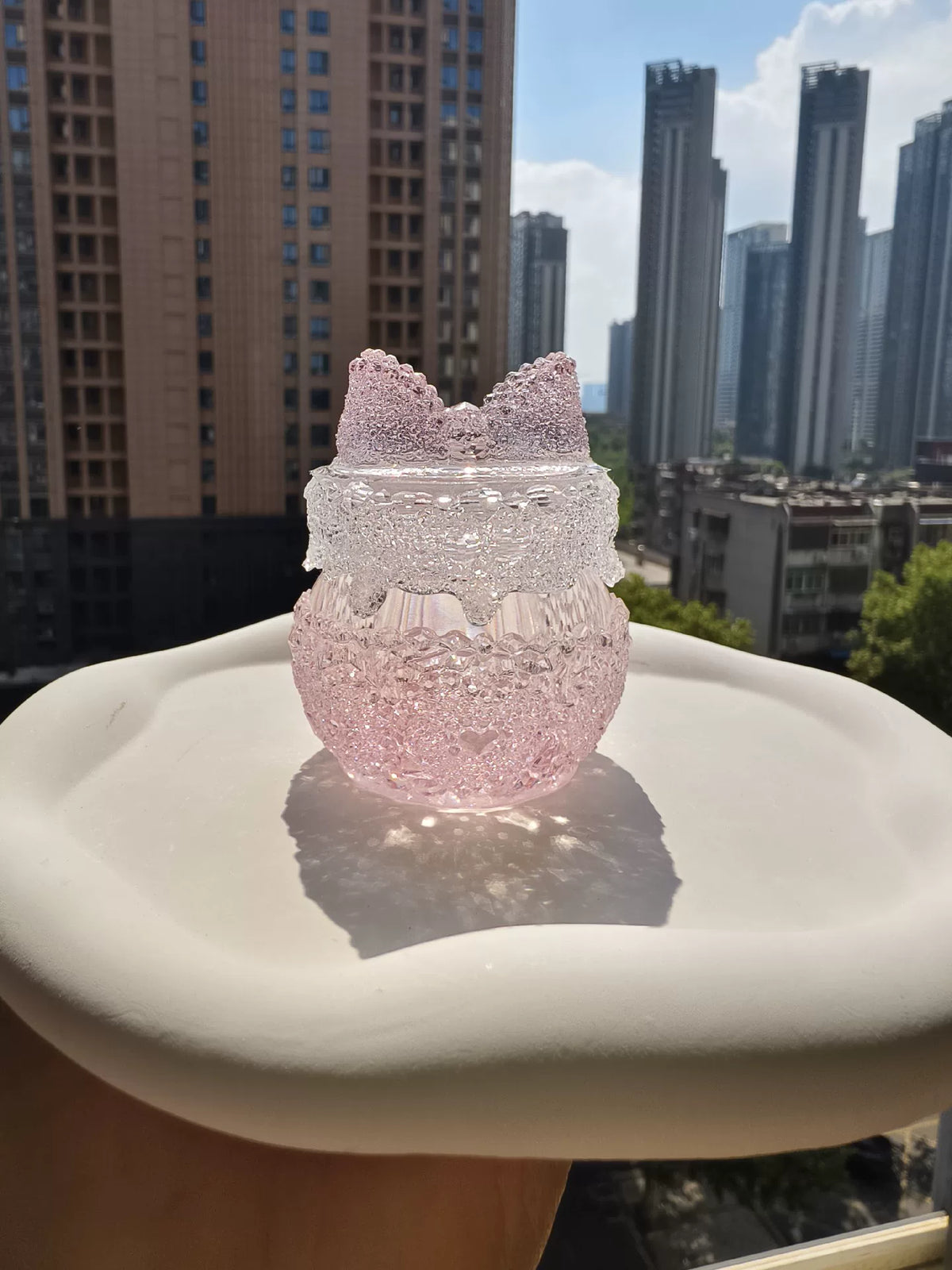 Resin Diamond Heart Storage Jar Pink Ombre