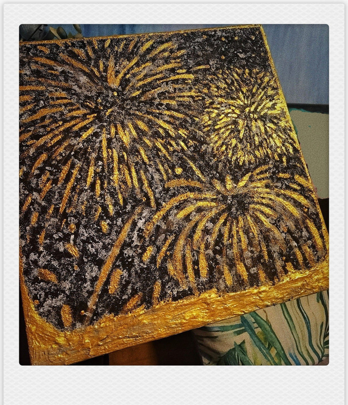 Textured Firework Art Black Gold