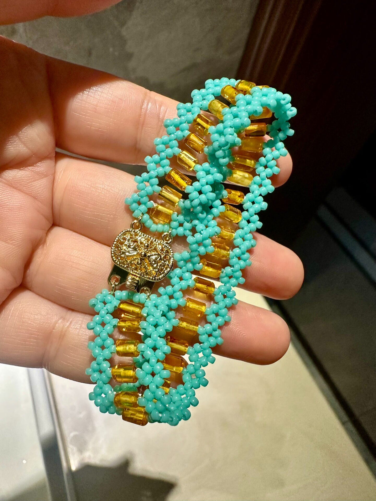 Armband mit natürlichen Bernstein-Röhrenperlen