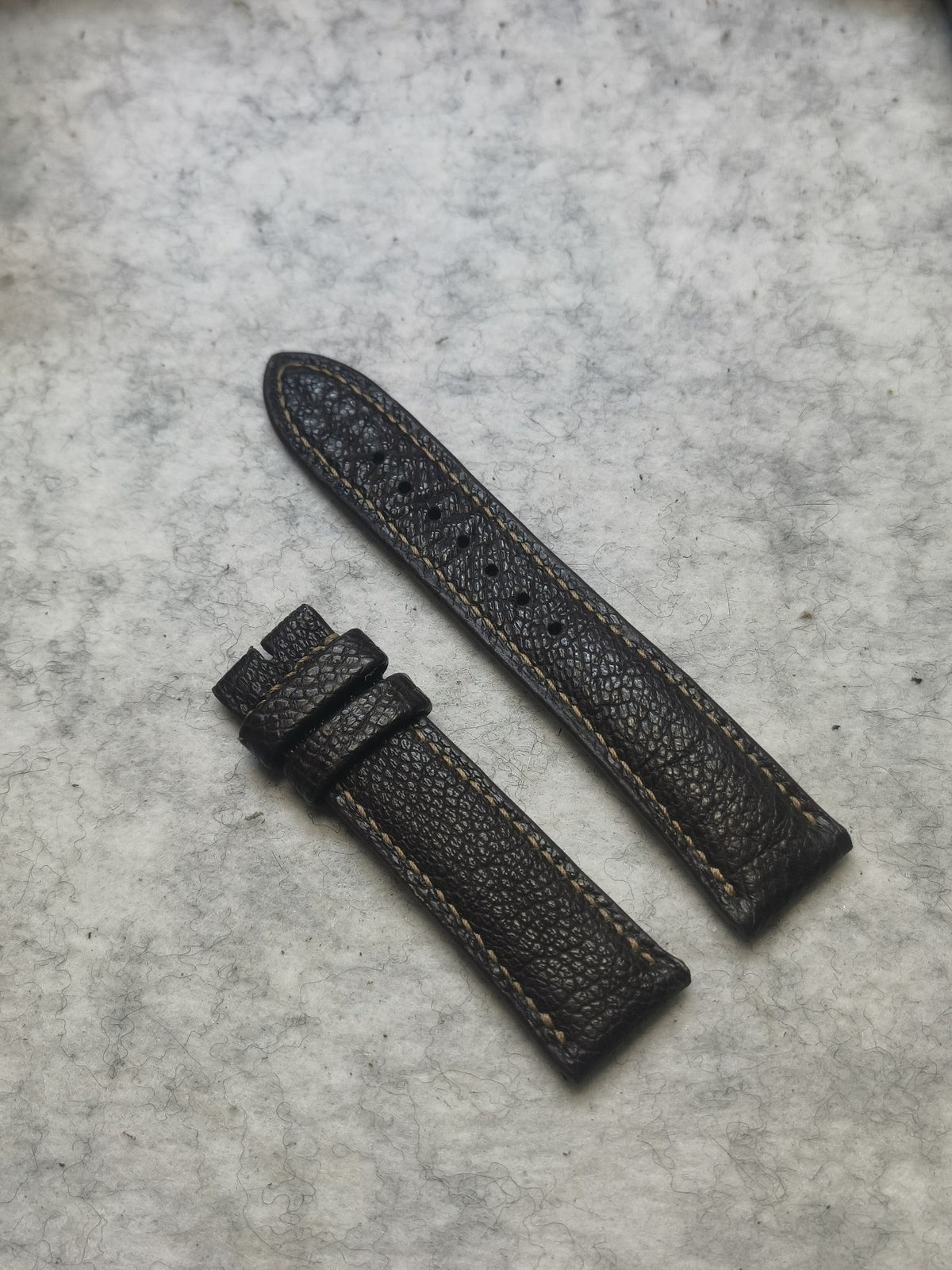 Ostrich Leather Watch Strap Dark Brown