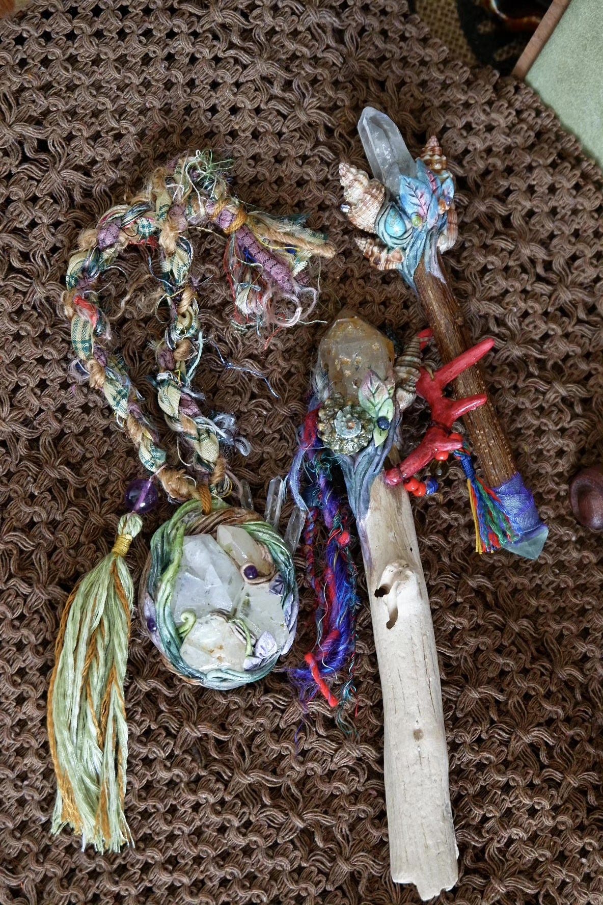 Handcrafted Crystal Clay Pendant Ethnic Decor