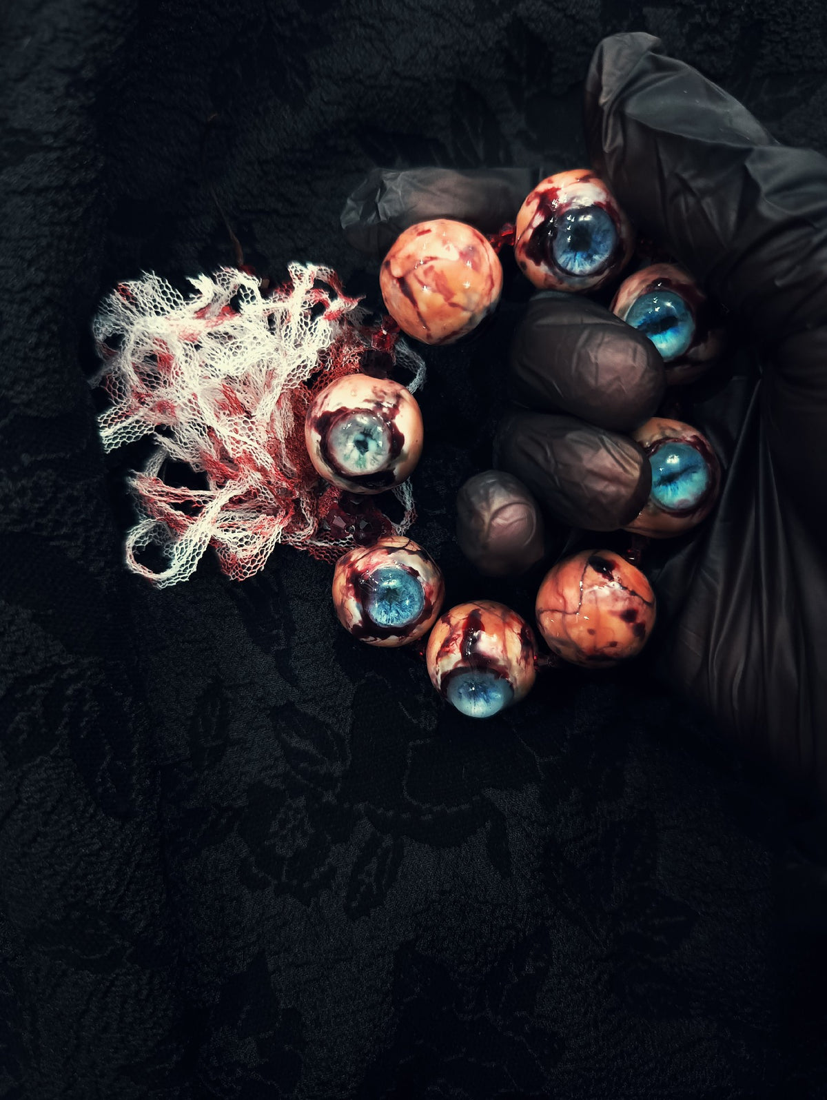 Cthulhu Eye Bead Bracelet Red Tassel