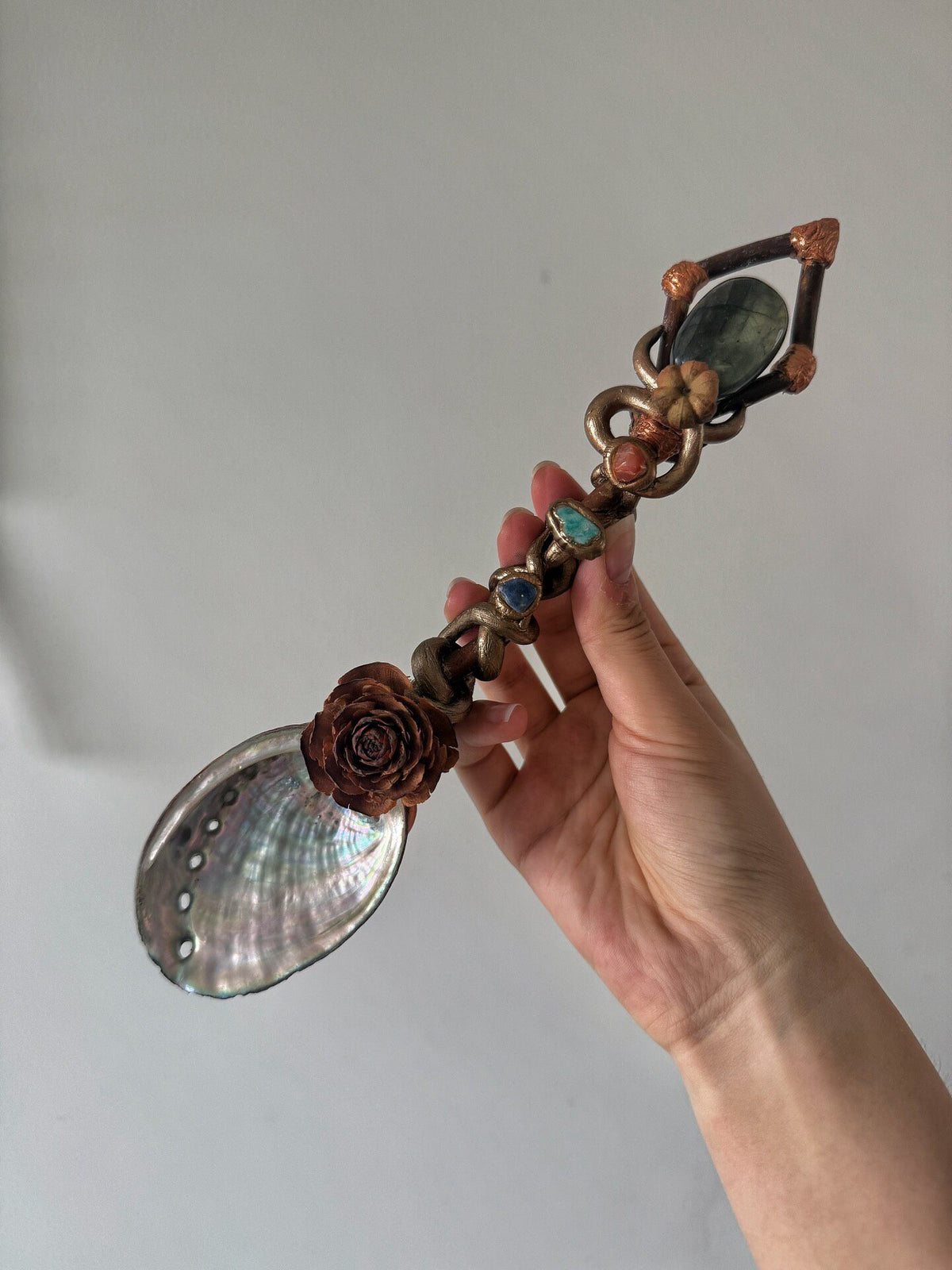 Witch Shell Spoon with Labradorite Handle
