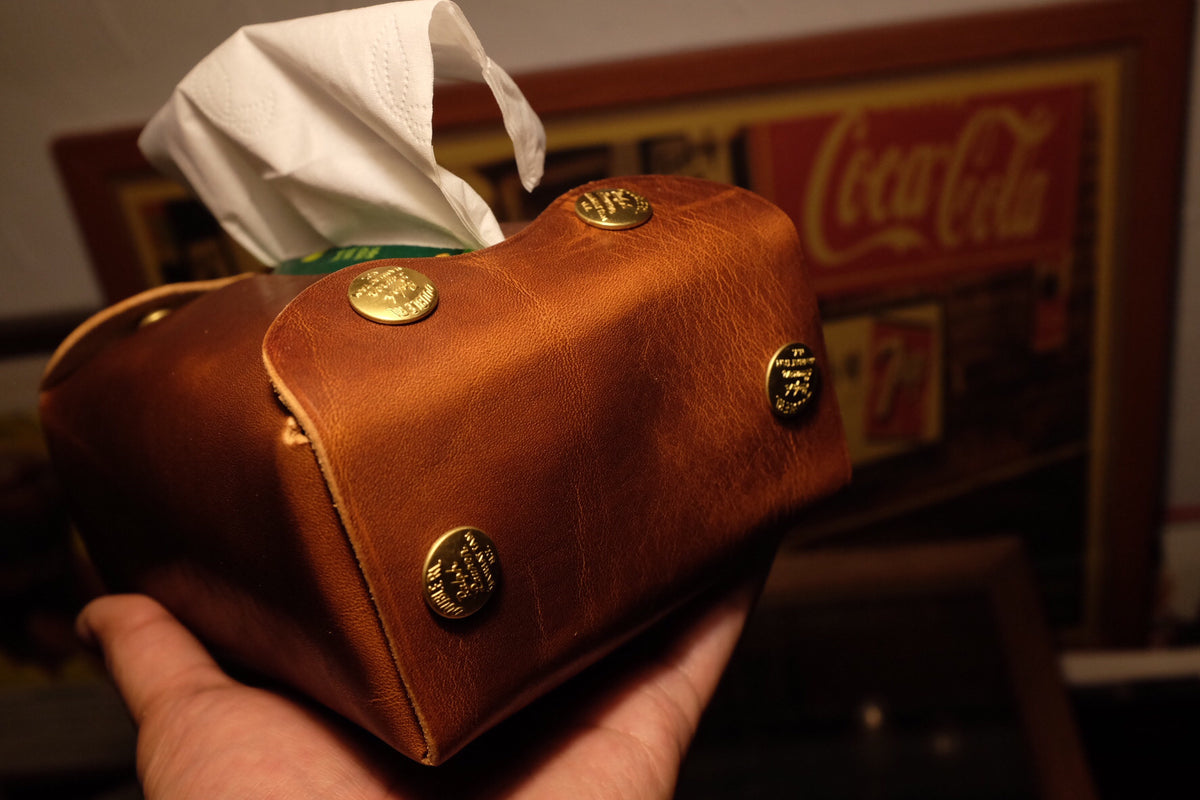 Horween Leather Tissue Box Cover