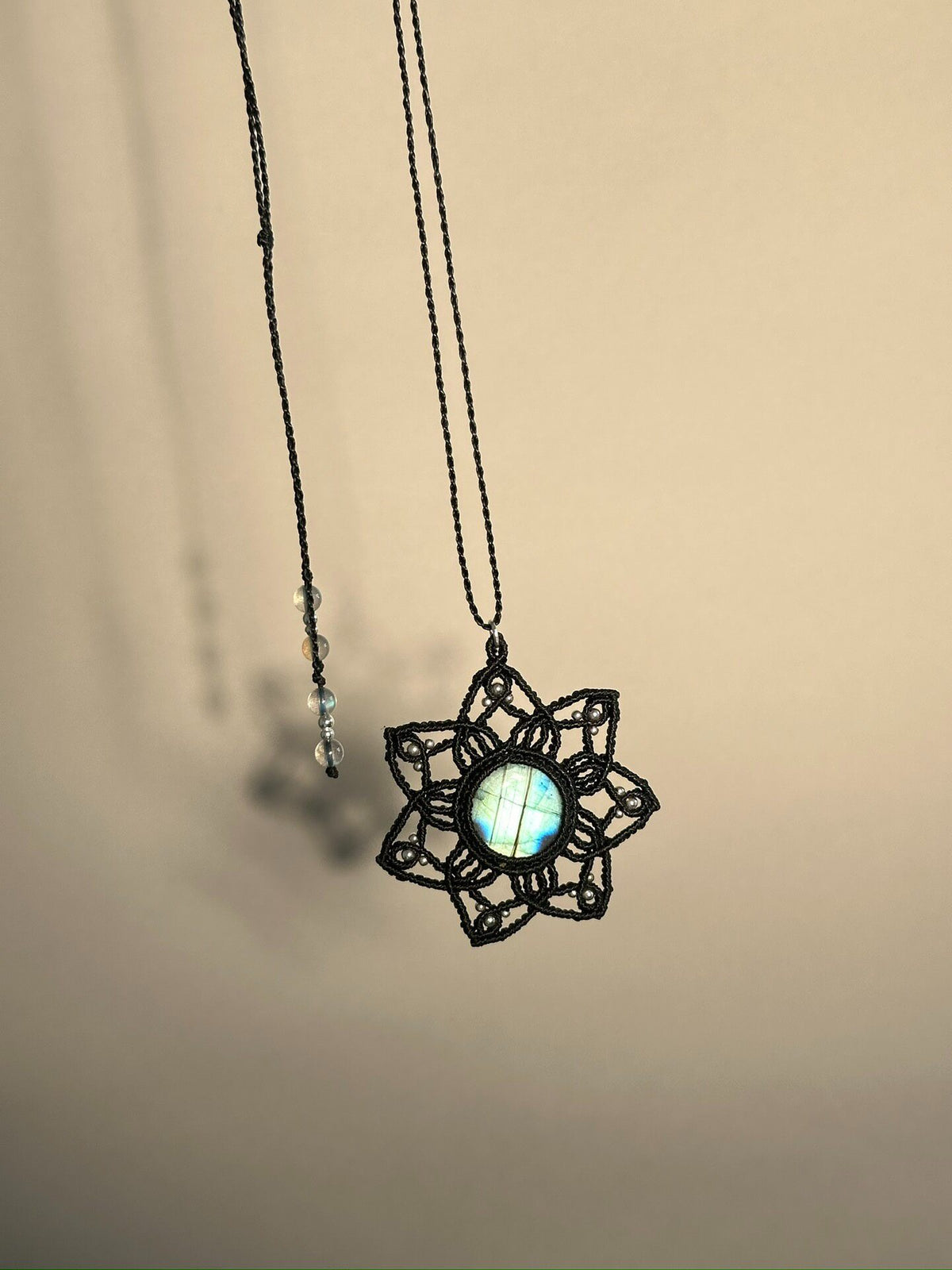 Natural Labradorite Macrame Star Necklace