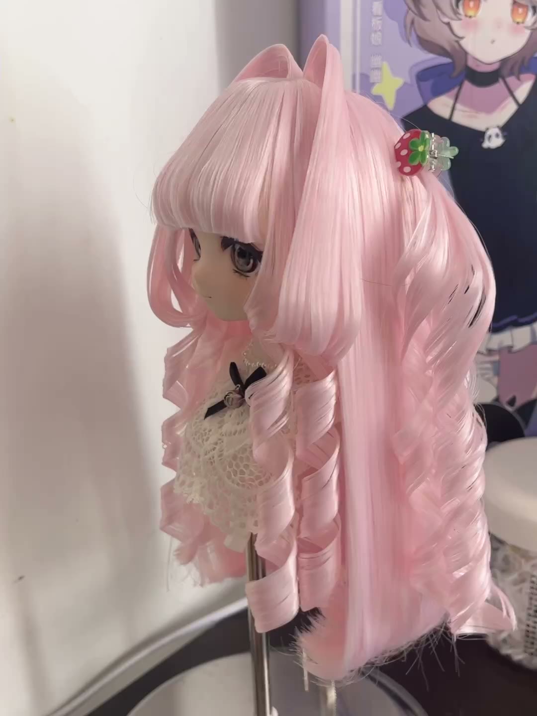 Doll Wig Pastel Pink Twin Tails