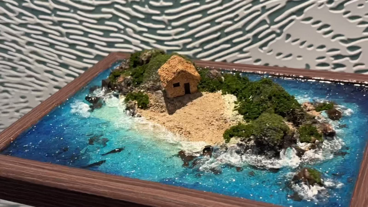 Handcrafted Miniature Island Diorama Wooden Frame