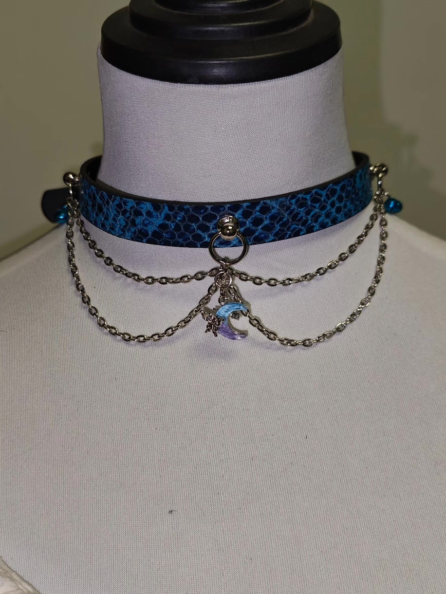 Handcrafted Leather Choker with Snake Pattern