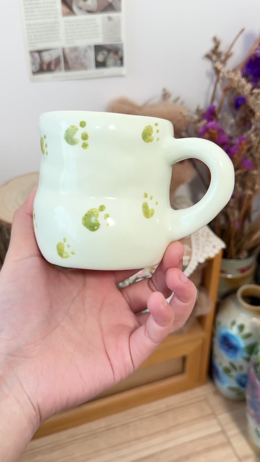 Handmade Ceramic Cat Chef Cherry Mug