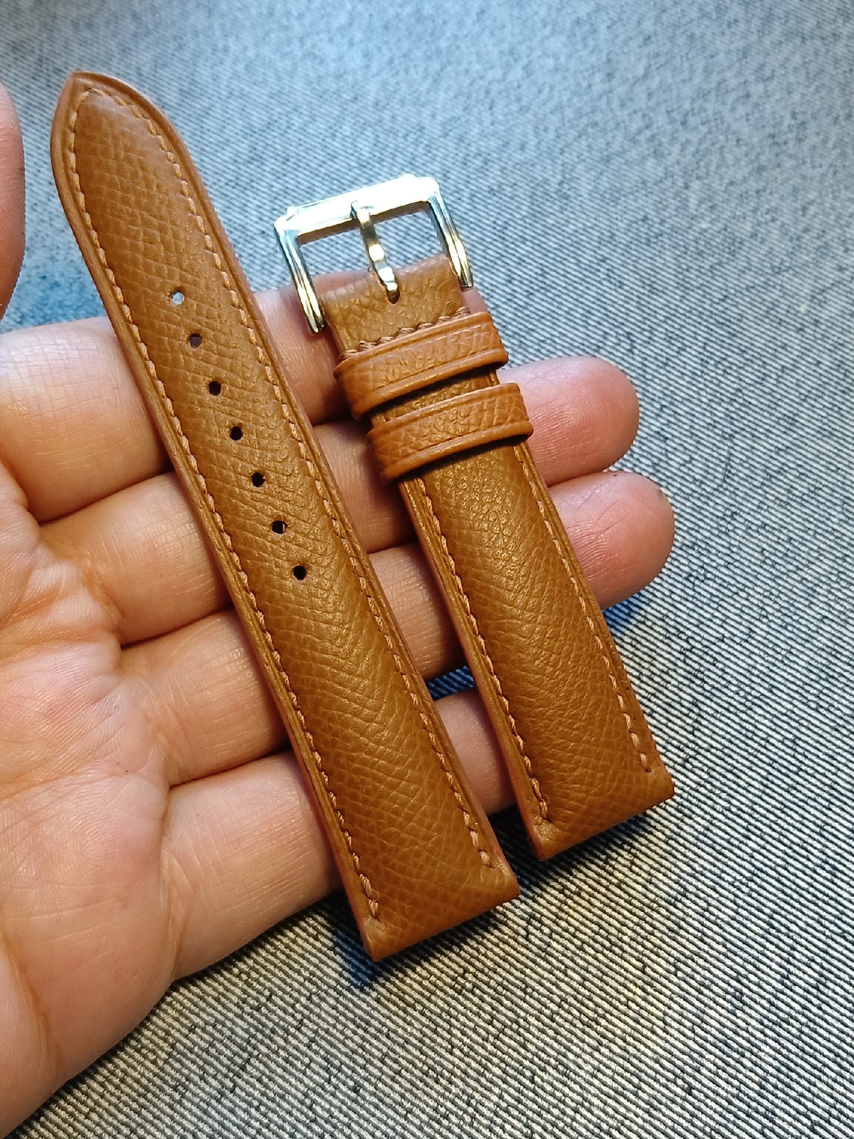 20mm Golden Brown Epsom Leather Watch Strap