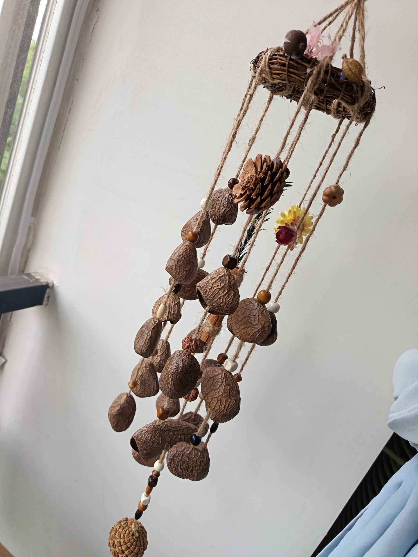 Indonesian Black Fruit Shell Wind Chime 75cm Natural Decor