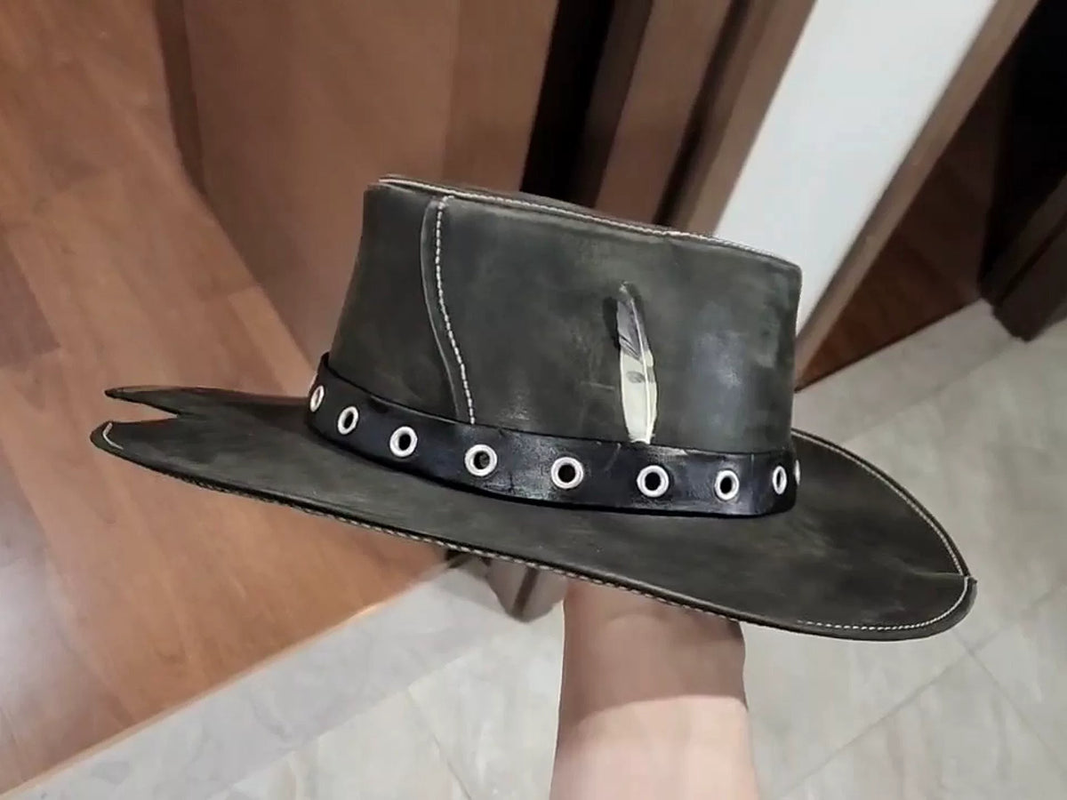 Handgakte cowboyhoed van volwaard runderleer