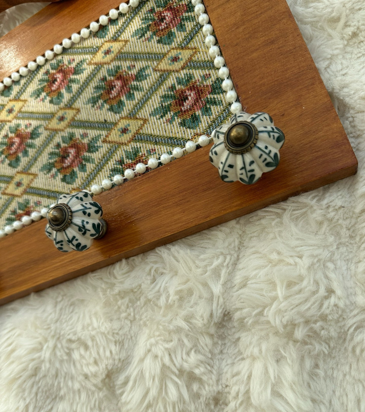 French Vintage Wall Coat Rack Ceramic Flower Hooks