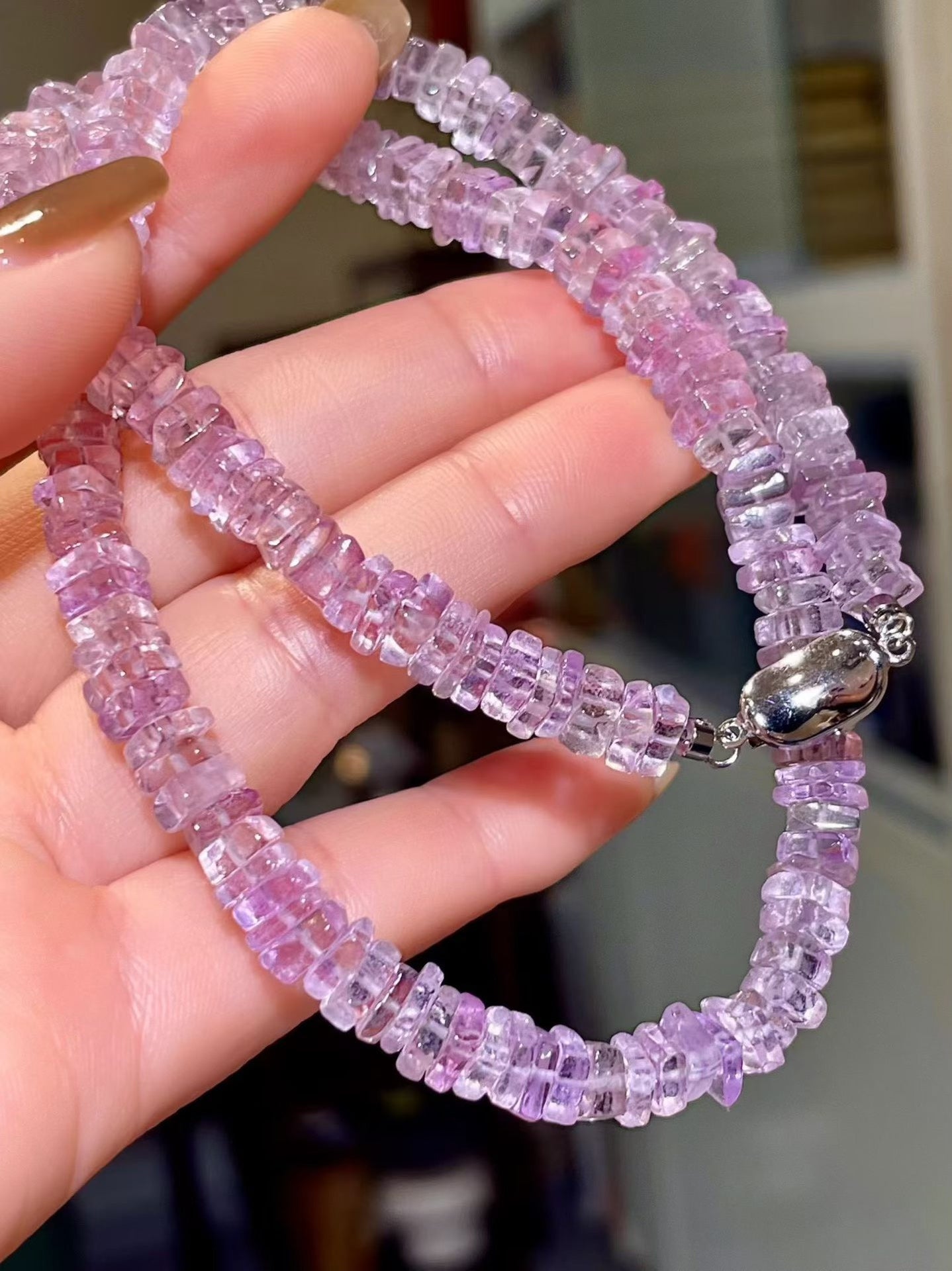 Amethyst Faceted Bead Necklace, 43.5cm, 30g