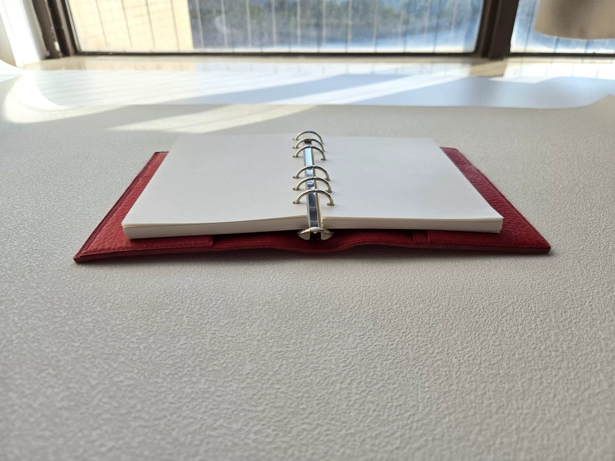 A6 Mbox Red Leather Bifold Planner Binder