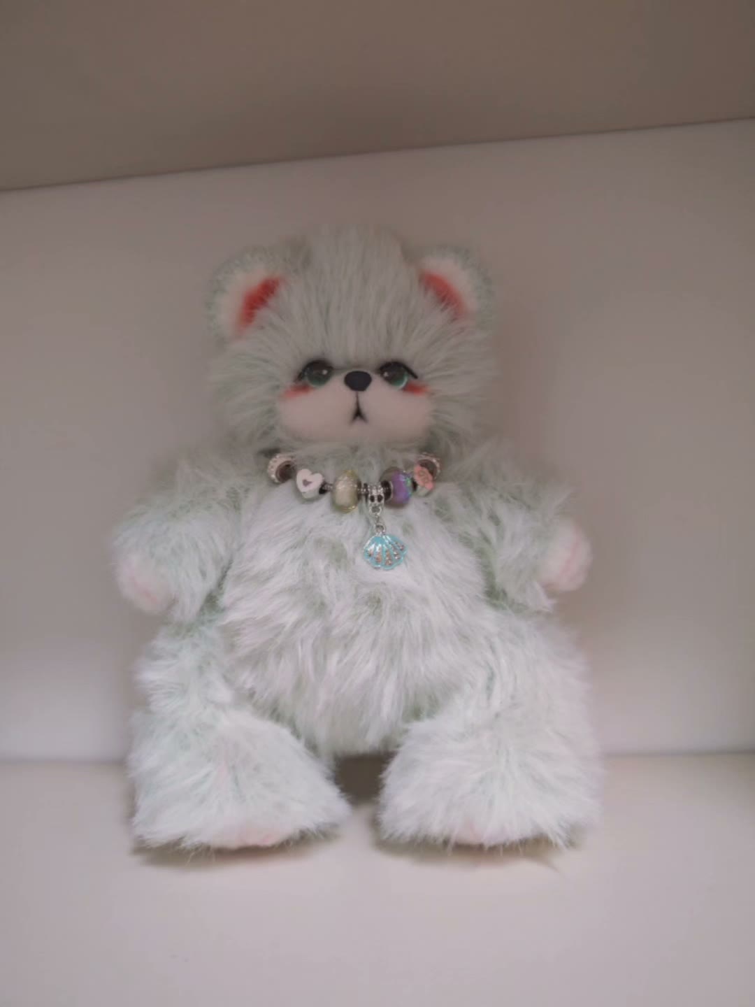 Handcrafted Plush Bear with Beaded Necklace