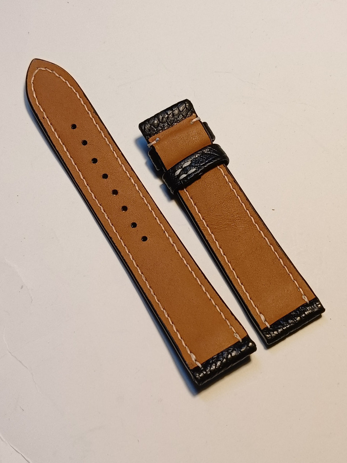 Black Ostrich Leather Watch Strap 20mm