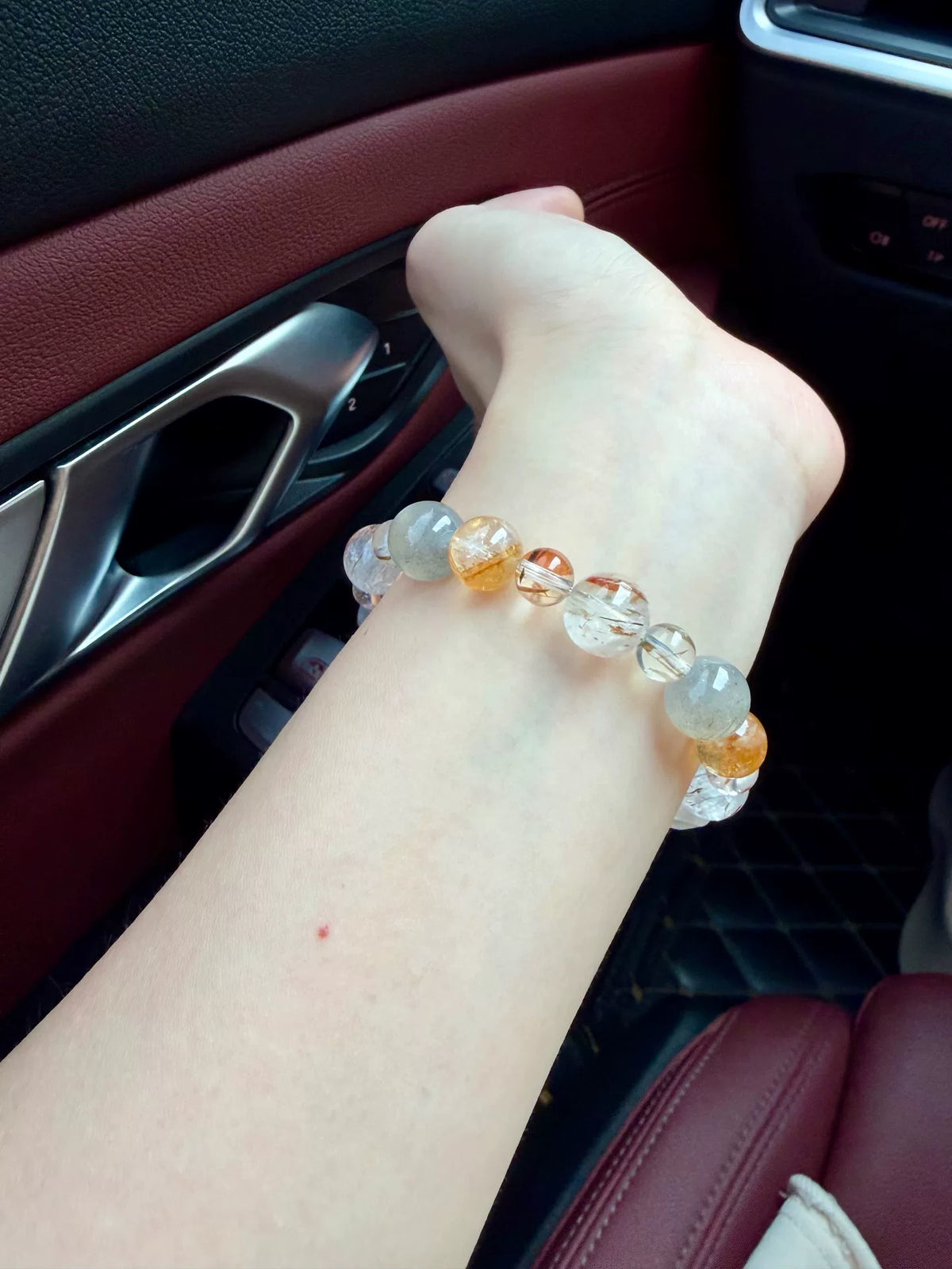 Bracciale a grani in cristallo e gemme multicolori 16 cm
