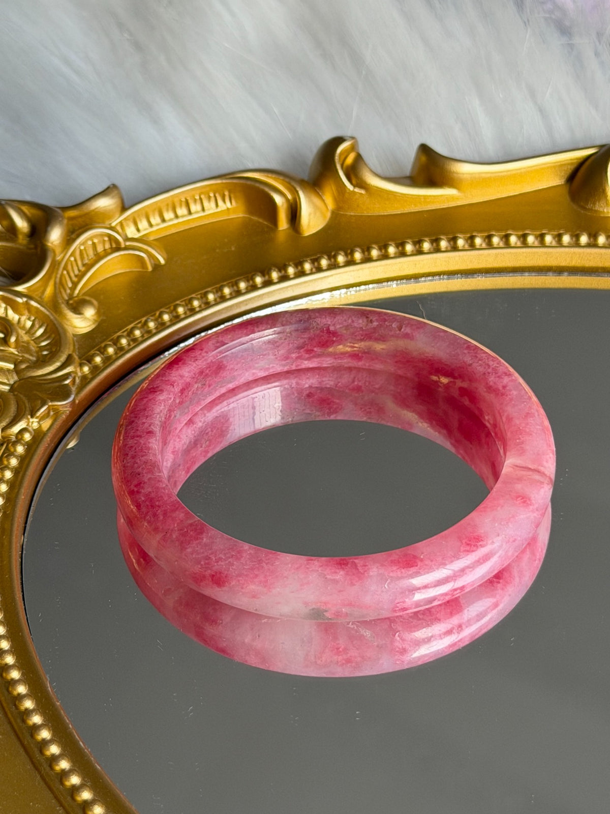 Pulsera de cristal natural rosa 56mm
