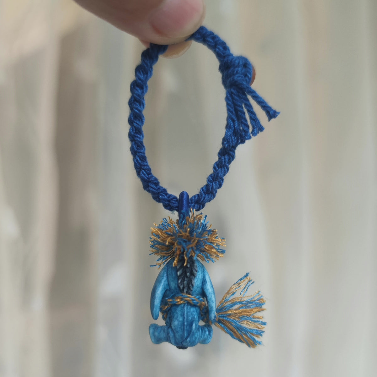 Hand Carved Deer Antler Blue Donkey Charm