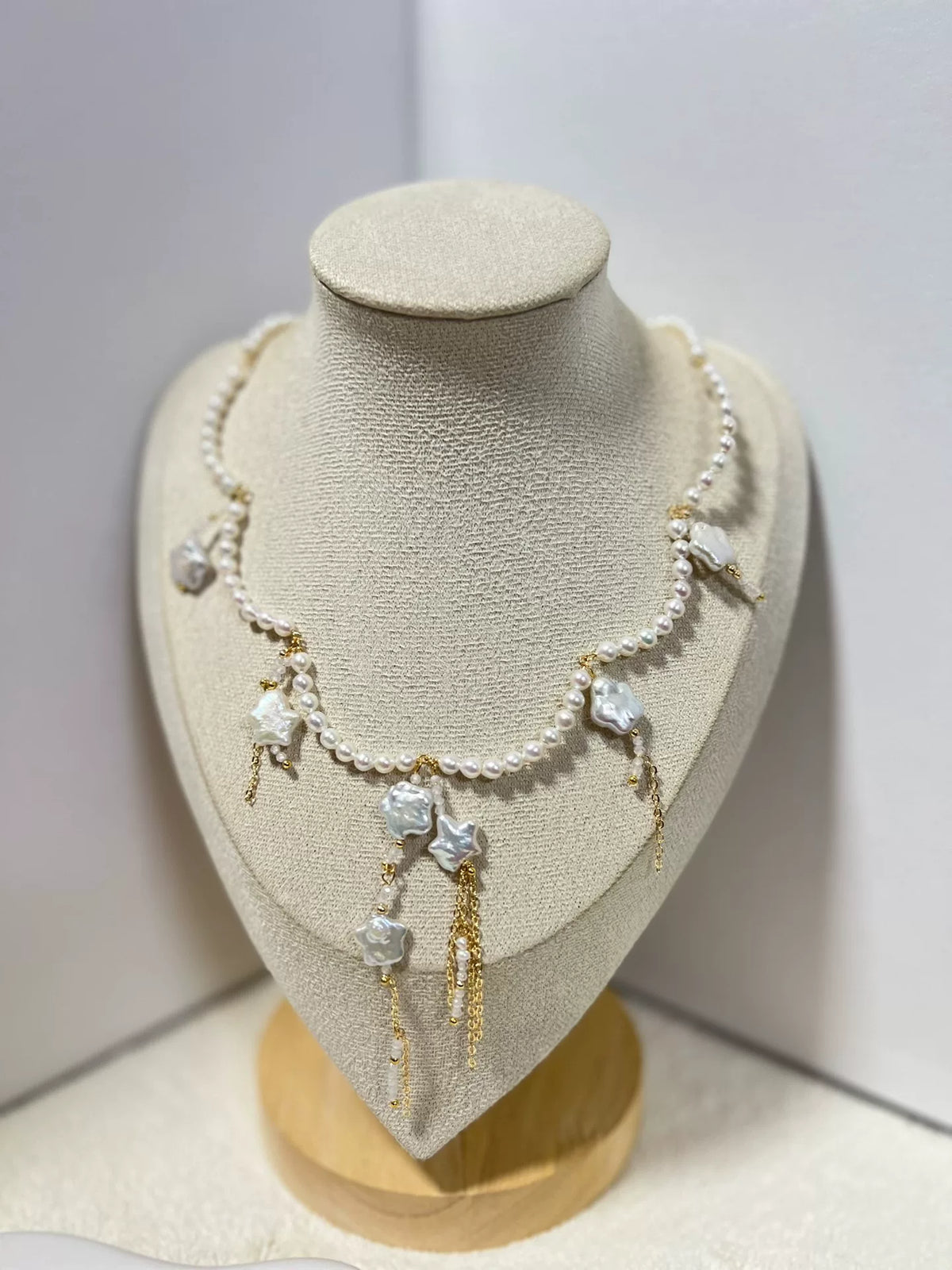 Freshwater Pearl Star Charm Necklace