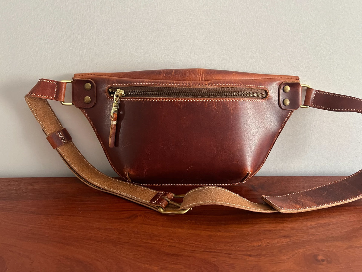 Handcrafted Leather Crossbody Bag with Brass Hardware