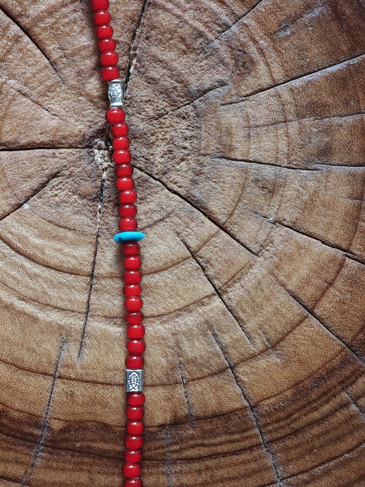 Red Glass Bead Strand Necklace