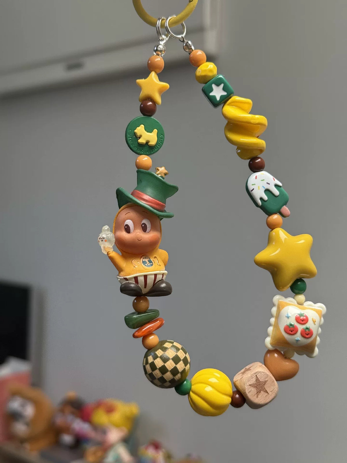 ハンドメイド ビーズ キャラ スマホストラップ キーホルダー