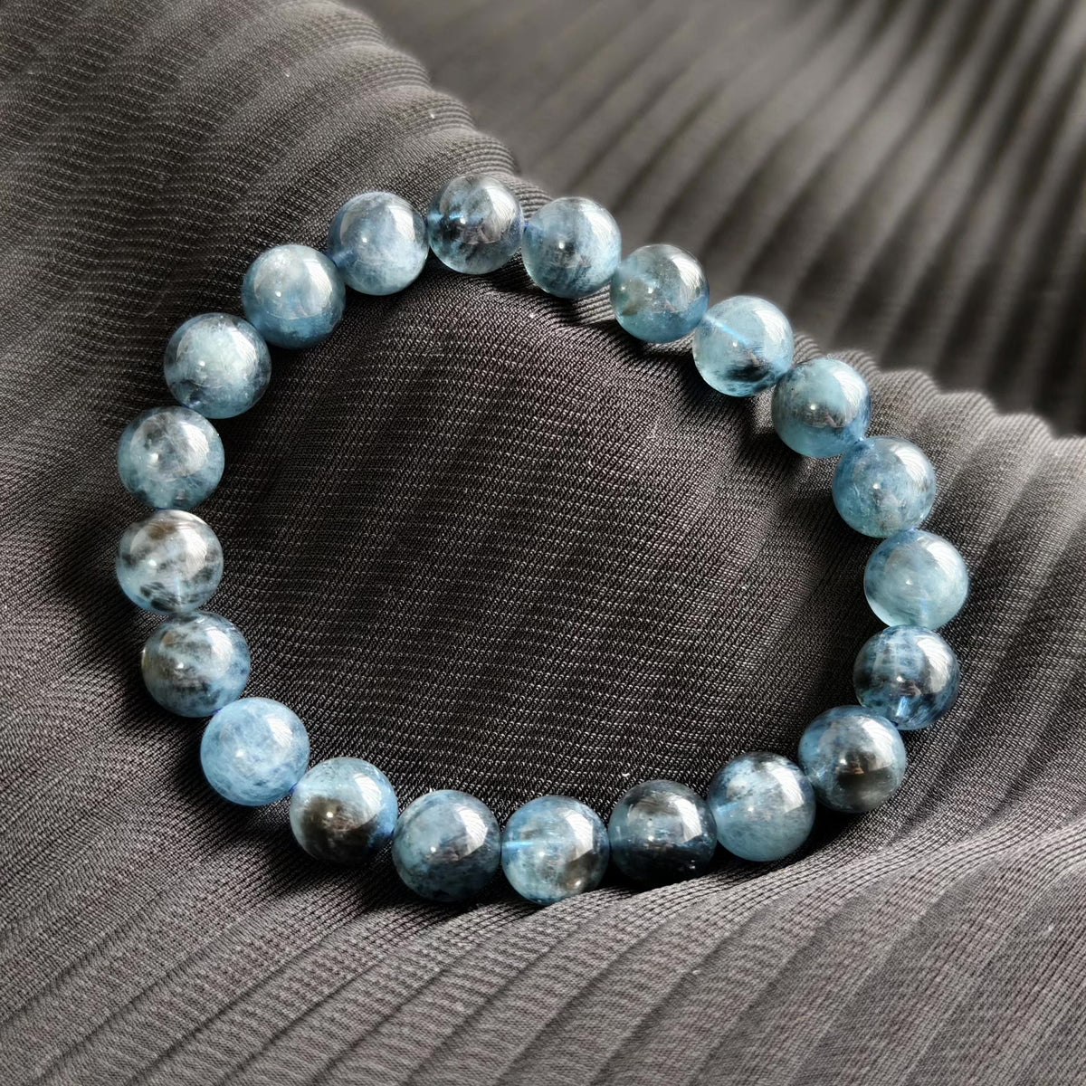 Natural Aquamarine Beaded Bracelet 9mm