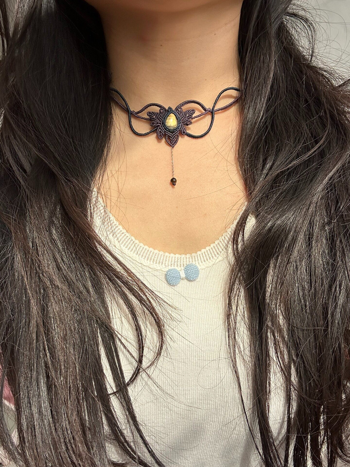 Handcrafted Macrame Choker Necklace with Tiger Eye Stone